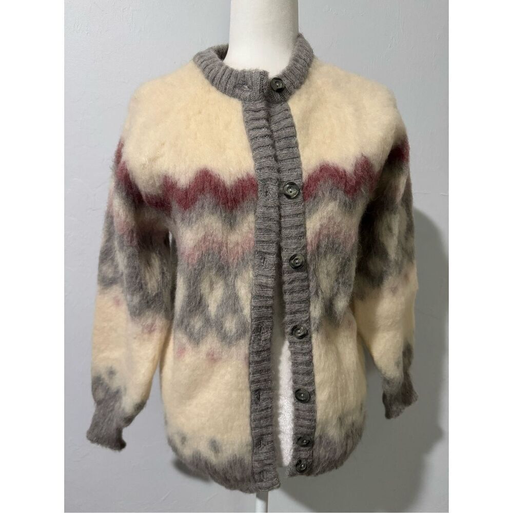 Women's Cream and Gray Cardigan Sweater